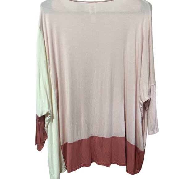 Marla Wynne Layers Stretch Pink Colorblock Boxy Top with Dolman Sleeves - Picture 4 of 5